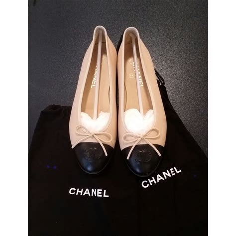 chanel beige black flats|Chanel flats real.